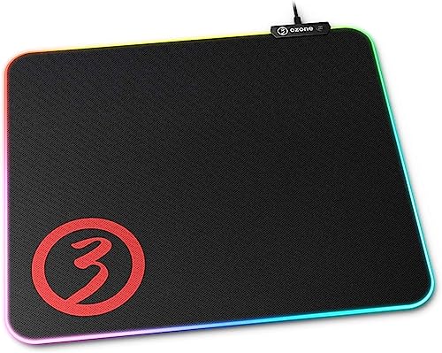 Tapete De Gaming Ozone Gaming Level Pro Spectra, RGB, Tamanho Grande, Controlador De Efeitos e 3 Modos De Iluminação, Base De Borracha, Borda e Cabo Reforçado, Usb, Preto