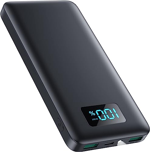 QTshine Bateria externa de 13800 mAh, Power Bank ultra fina PD 3A USB C entrada e saída com ecrã LED e lanterna carregador portátil compatível com iPhone Samsung Xiaomi Nexus Huawei