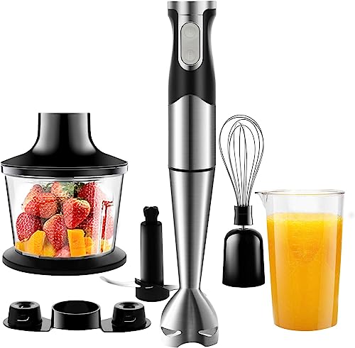 Nwouiiay Liquidificadora De Mão De 1200 W Batedeira Elétrica Multifuncional, 6 Em 1, Com Picadora, Batedora De Ovos, Copo Do Medidor, Pé Desmontável Liquidificador De Cozinha Função Turbo