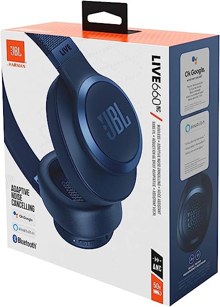 Jbl Live 660nc Auriculares Circulares Sem Fios Com Cancelamento Adaptativo De Ruído, Tecnologia Bluetooth, Até 50 H De Bateria Sem Nc, Assistente De Voz E Conexão Multiponto, Azul