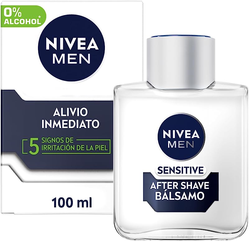 Nivea Men Sensitive Bsjfs After Shave (1 X 100 ML), Para Cuidados Com a Pele Sensível, Bálsamo Anti-irritações Com 0% Álcool Para Acalmar a Pele Instantaneamente