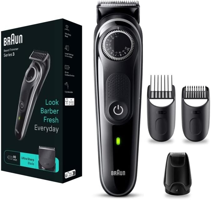Braun Aparador De Barba Série 3 Bt3440, Aparador para Homens com 80 Minutos De Autonomia