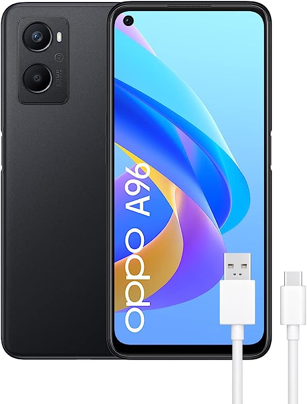 Oppo A96, Smartphone 128gb, 8 Gb Ram, Dual Sim, Ecrã 6,59", Câmara 50 Mp+2mp, Câmara Selfie 16 Mp, Bateria 5000 Mah, Carregamento Rápido 33 W, Preto