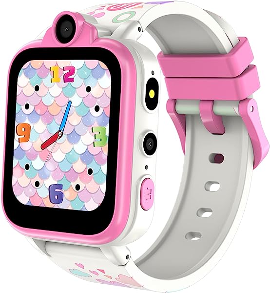 Smartwatch, Relógio Inteligente Criança Menina, Faça e Responda Chamadas de Câmera Dupla, Calculadora Despertador, 18 Jogos 16 Funções, Compatível Com Cartões Nano Sim 2g