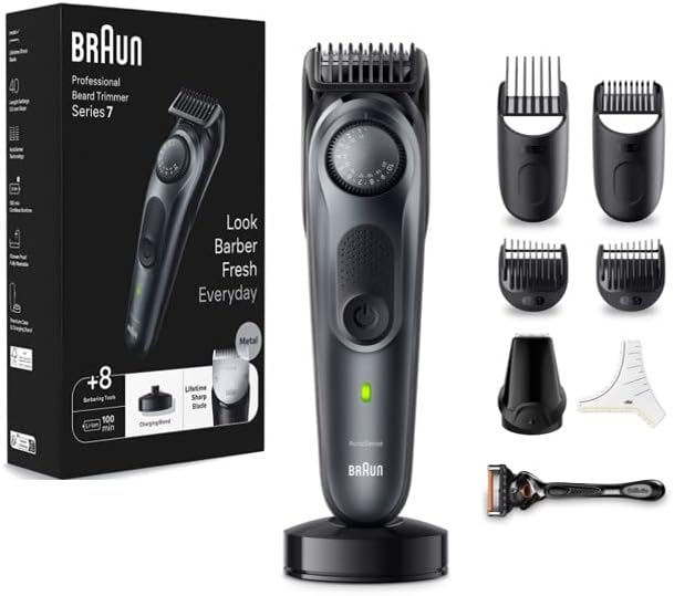 Braun Aparador de Barba Série 7, Máquina de Cortar Cabelo, Corta-pelos Homem com ProBlade, 40 Configurações de Comprimento, Base de Carregamento, Capa de Viagem e 100 min Automonomia