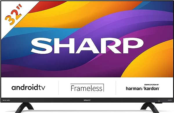 Sharp 32Di6EA - Android (9.0) Smart 32" HD sem Moldura - 32 Polegadas, Google Assistant controlado por voz, Chomecast, Bluetooth, Altifalantes Harman/Kardon