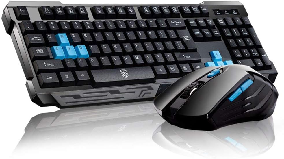 UrChoiceLtd® Delog V60 Multimedia USB Ergonómico sem fios Teclado de Jogo 2,4 GHz 1000 / 1600DPI 6 Botões USB sem Cabo Conjunto de Rato para Jogos