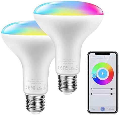 Zemnem Lâmpada LED inteligente E27, Compatível com Alexa/Google Home, Equivalente à Lâmpada Tradicional de 100 W, RGB 13 W 1300 Lm, 2900 K-6000 K, 2 Embalagens