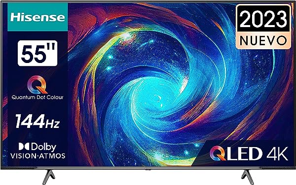 Hisense 55E7K Pro QLED Gaming Smart TV, Televisão de 55 Polegadas, com Modo Conjunto de 144 Hz, Barra de Jogos, Solução HDR total, Dolby Vision IQ e Dolby Atmos