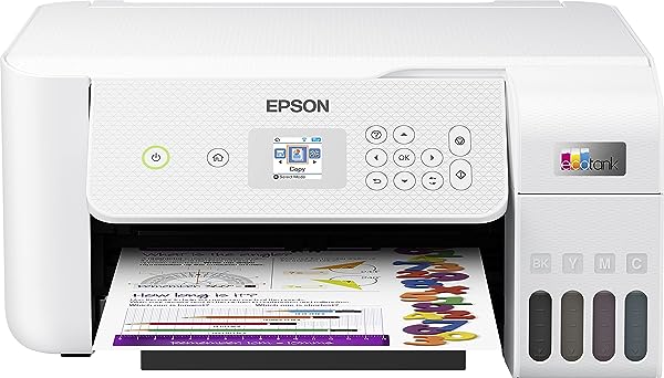 Epson Ecotank ET-2826, Impressora Wifi A4 Multifunções Com Depósito de Tinta Recarregável e Ecrã Lcd, 3 Em 1: Impressão, Copiadora, Scanner