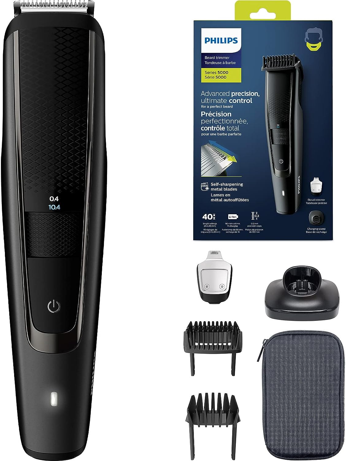 Philips Barbero Série 5000 BT5515/15 - Aparador de Barba com 40 Posições de Comprimento, Resistente à água e Lâminas Metálicas Auto-afiáveis