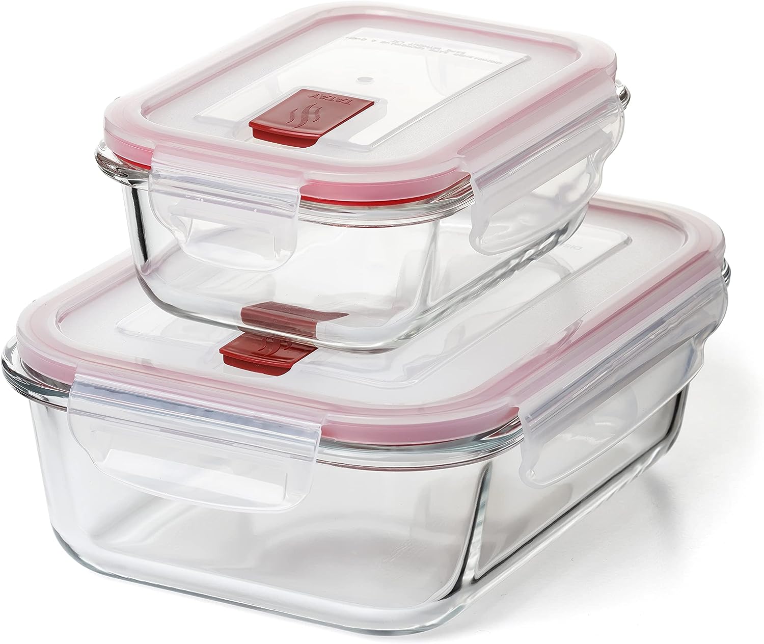 TATAY Conjunto de 2 Caixas de Almoço Cook & Eat (0,37 l e 1,1 l), Vidro, Herméticas, Tampa de clipe, livres de BPA, Adequadas para Micro-ondas, Forno, Congelador e Máquina de Lavar Louça