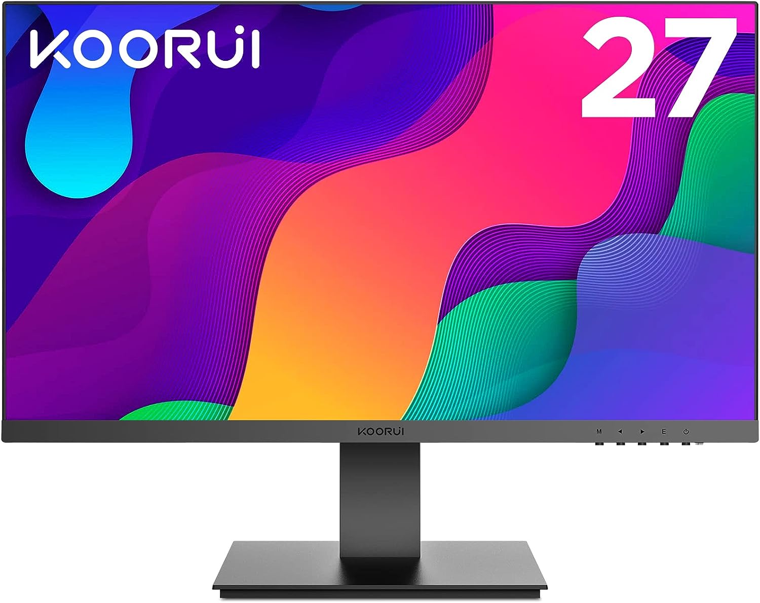 KOORUI Monitor FlickerFree Low Blue Light de 27" Full HD (1920 x 1080, 27 polegadas, 75 Hz, IPS, 5 ms, 16:9, HDMI, VGA, VESA)
