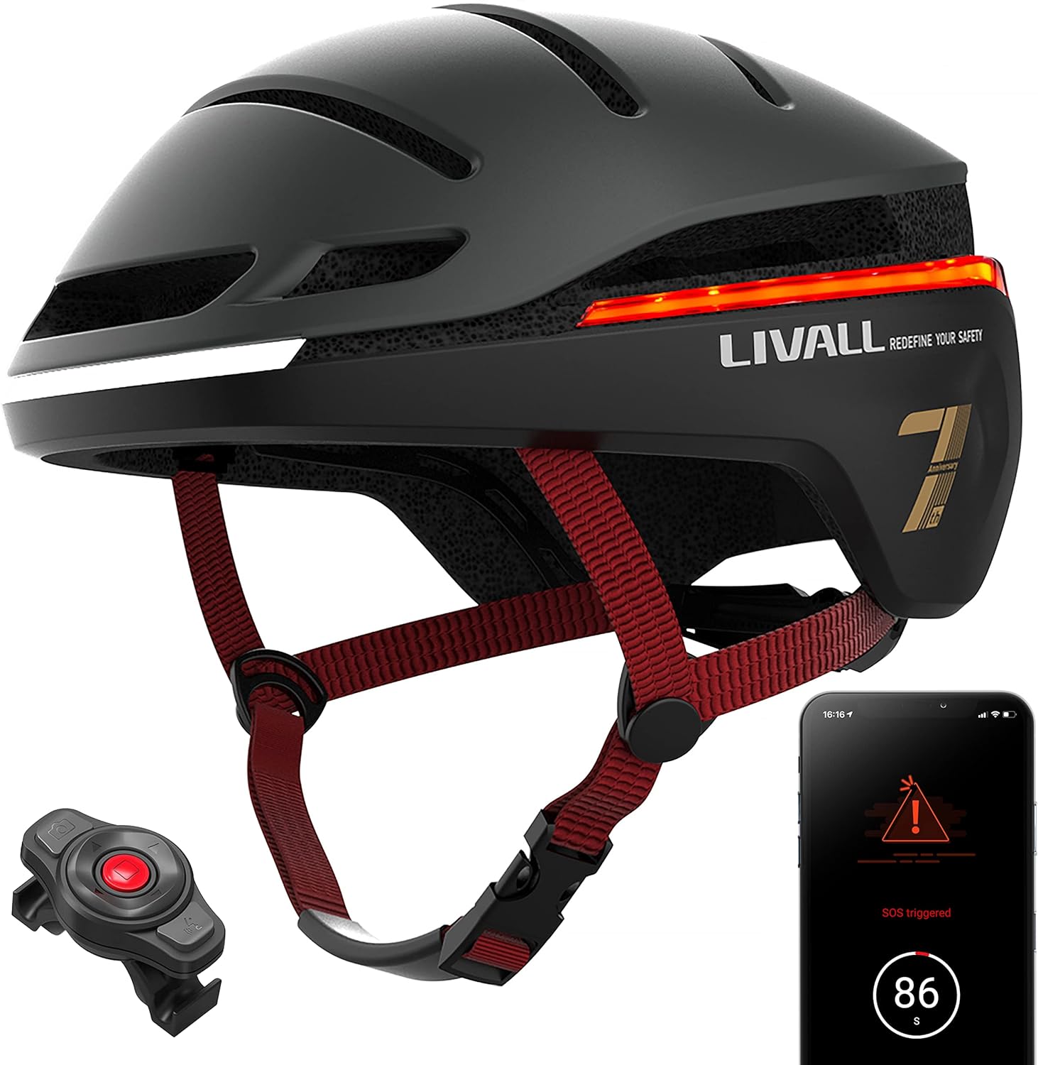 LIVALL EVO21 Smart Cycle Helmet with Smart Lighting, 360 Degree Visibility, Fall Detection and SOS Alert