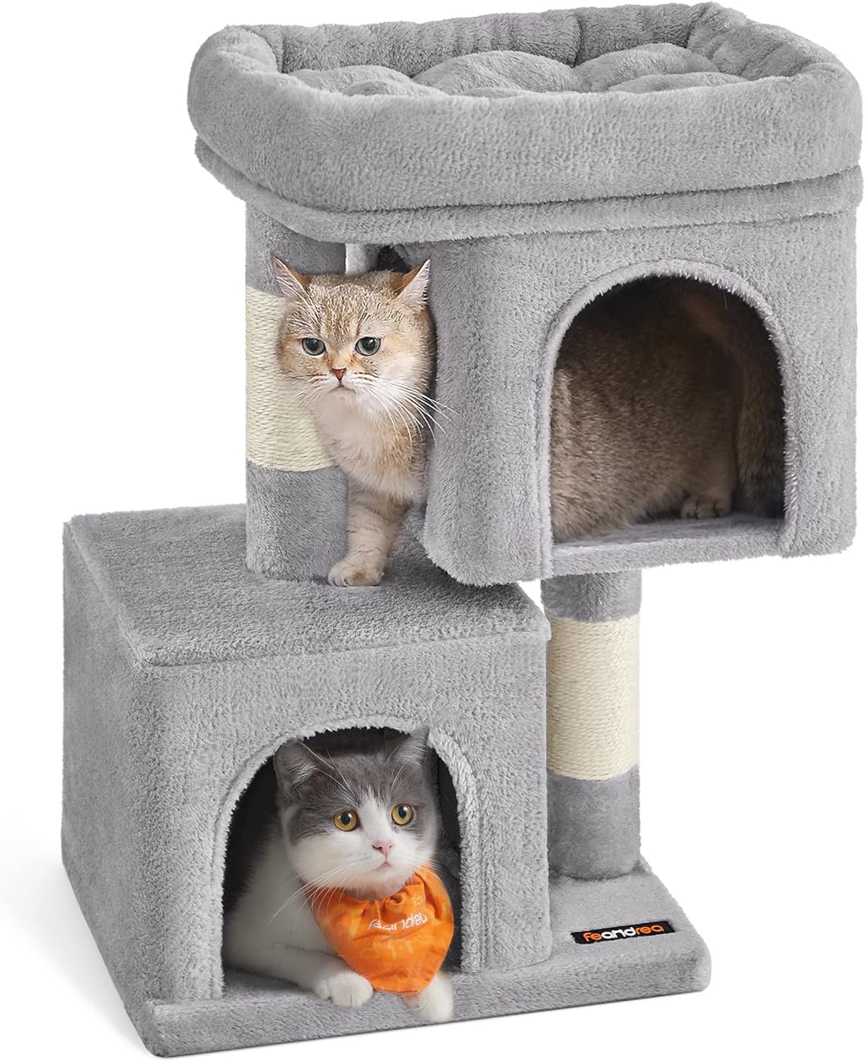 Feandrea Árvore para gatinhos, torre para gatinhos de 67 cm, S, para gatinhos de até 3 kg, plataforma grande para gatinhos, 2 grutas para gatinhos, raspador, cinzento claro PCT611W01