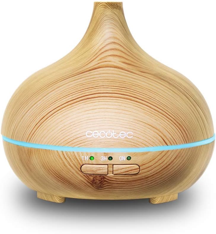 Cecotec Pure Aroma Humidificador Ultrassónico, Com Temporizador, 7 Cores Led, Função De Aromaterapia, Ultra Silencioso, 150, 300 Ml De Capacidade