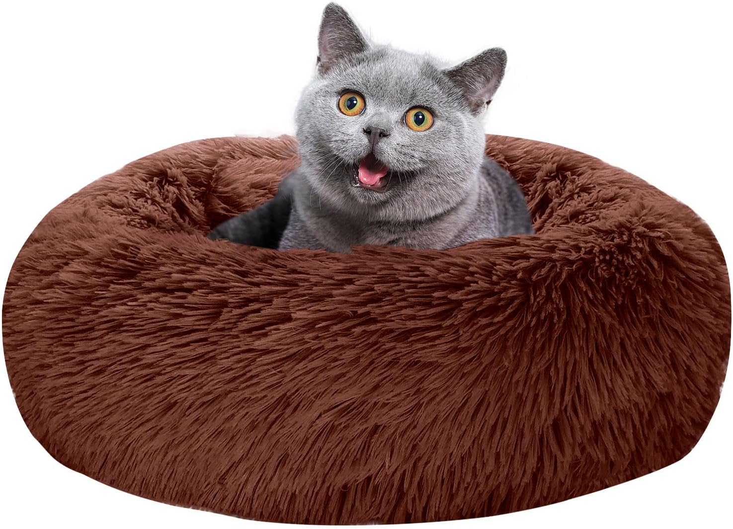 Tohdnc Cama Para Gatos 50cm, Cama Para Cães, Redonda Cama Para Animais De Estimação Pelúcia Camas De Gatos Com Parte Inferior Antiderrapante, Lavável, Confortável Para Gatos
