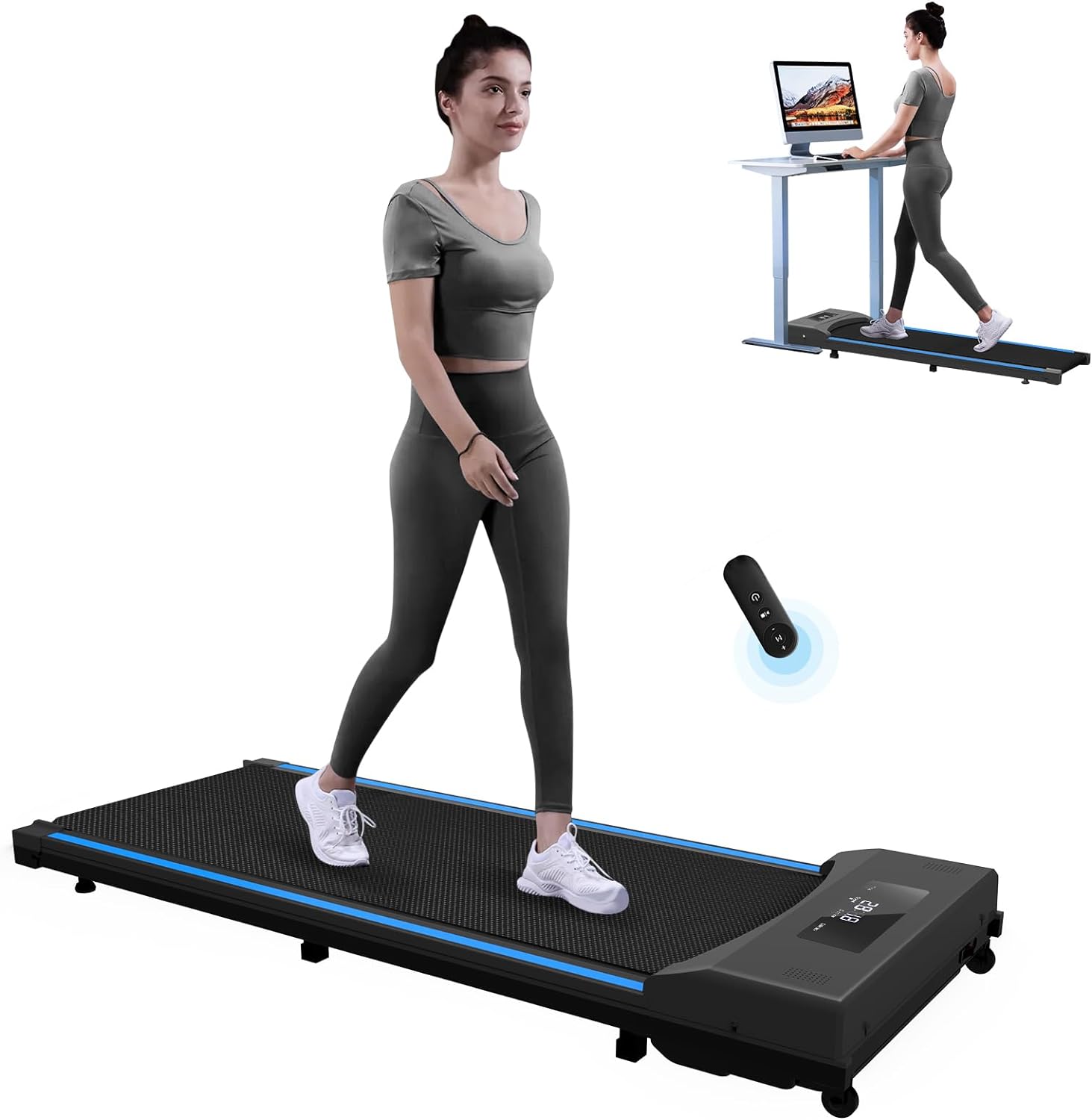 Fita de Corrida, Velocidade Ajustável 1 a 8 KM, Ecrã LCD, Ultrafino e Silencioso, para Casa ou Escritório