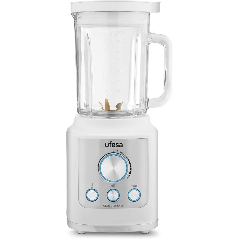 Ufesa BS4950 Liquidificadora De Copo, 1800 W, Jarro De Vidro De 1,8 L, Controlo Eletrónico Led De Velocidade, 3 Funções, Turbo, Gelo, Smoothies, 6 Lâminas De Titânio, Livre De BPA