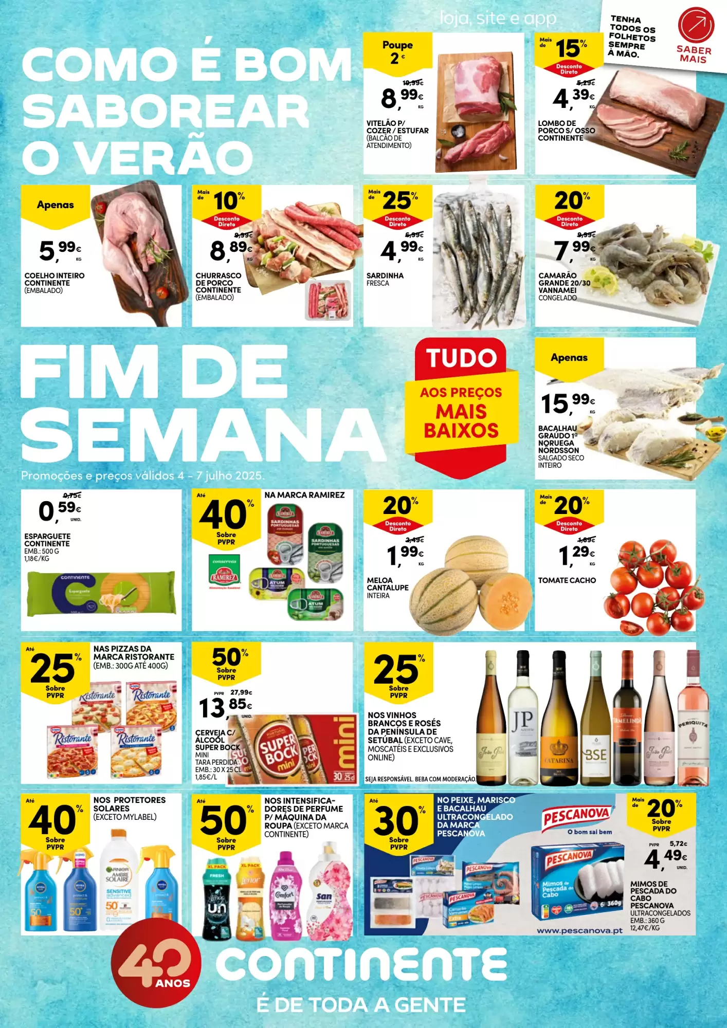 Antevisāo Folheto Continente Fim de Semana de 4 a 7 julho
