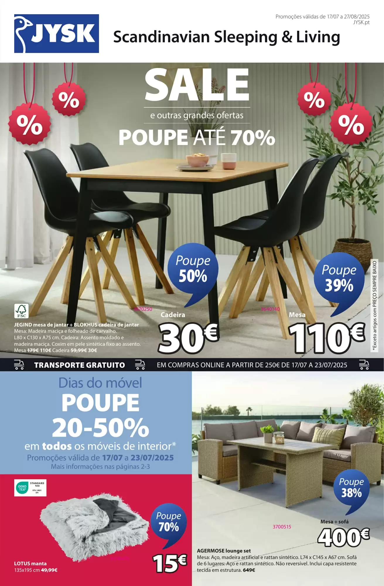 Folheto JYSK - Sale Popupe até 70%