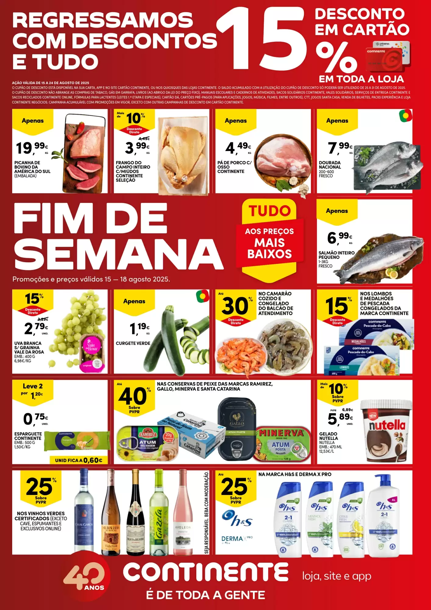 Folheto Continente Fim de Semana de 15 a 18 agosto