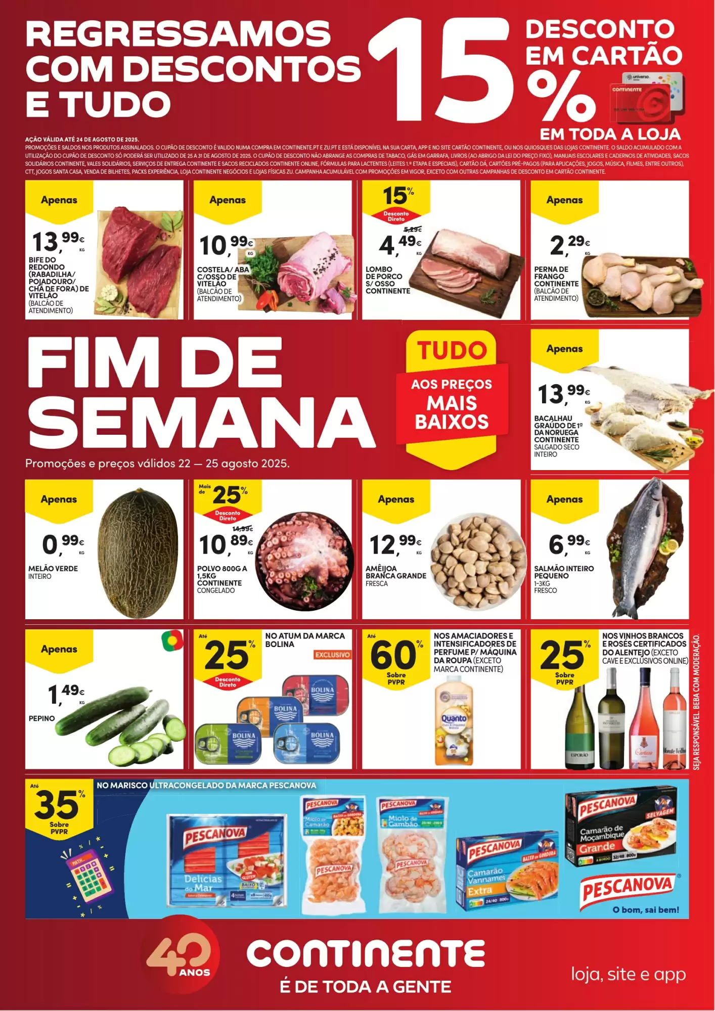 Folheto Continente Fim de Semana de 22 a 25 agosto
