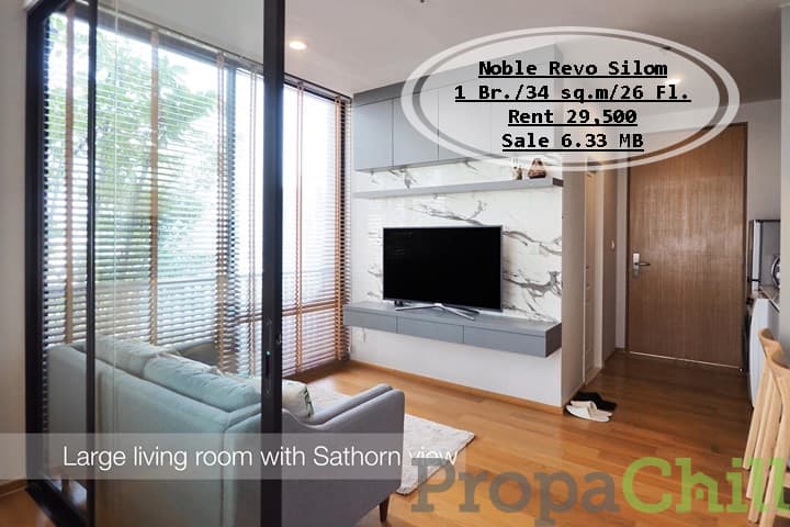 เช่า&ขาย Noble Revo Silom/ 1 นอน / 34 ตรม./ชั้น26 ใกล้ BTS สุรศักดิ์ เช่า 29,500 บ. /ขาย 6.33 ล้าน