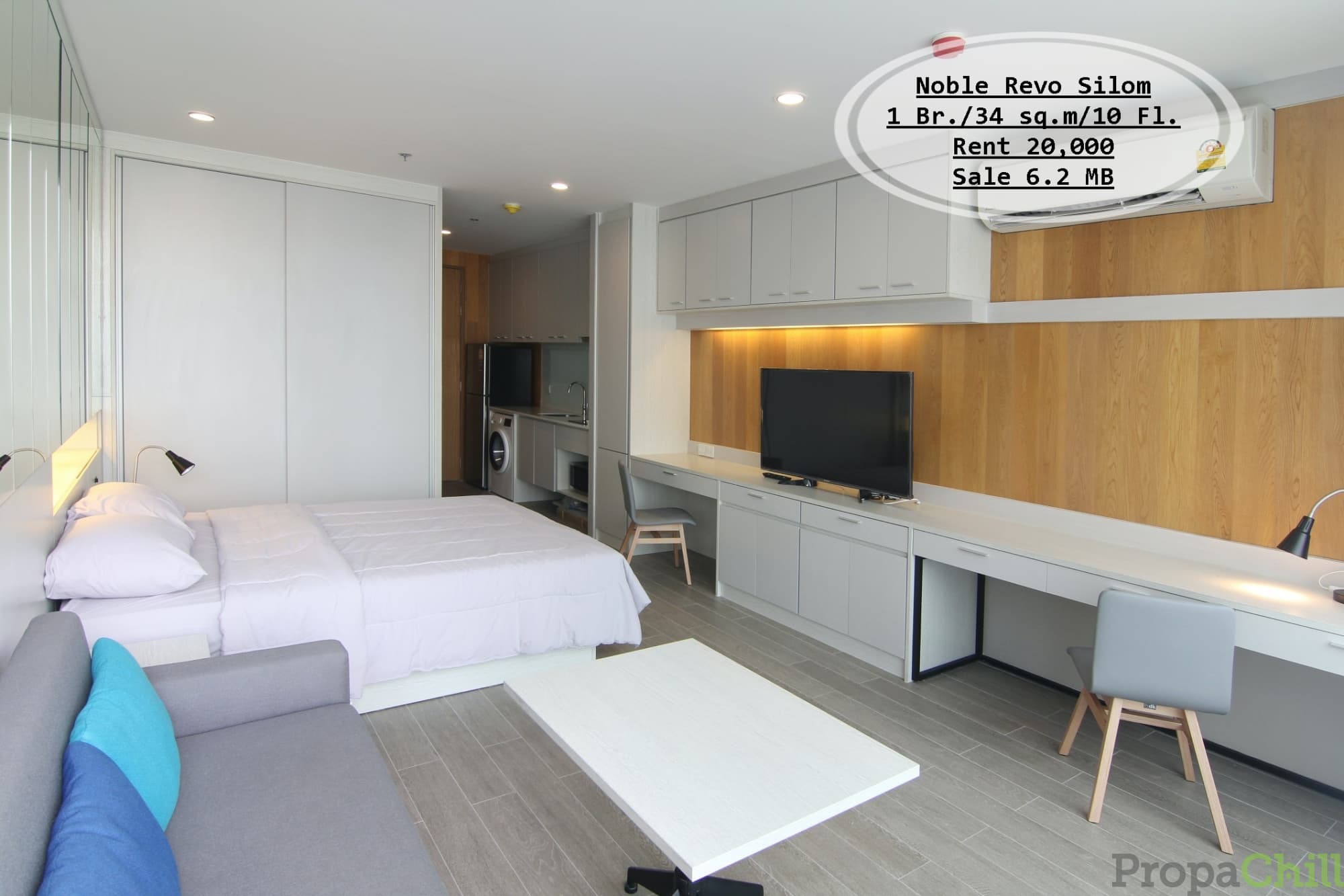 เช่า&ขาย Noble Revo Silom/ 1 นอน / 34 ตรม. /ชั้น10 ใกล้ BTS สุรศักดิ์ เช่า 20,000 บ. /ขาย 6.2 ล้าน