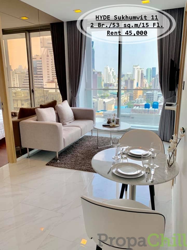 เช่า-HYDE Sukhumvit 11 / 2นอน/ 53 ตร.ม/ชั้น 15 ใกล้ BTS นานา เช่า 45,000 บ