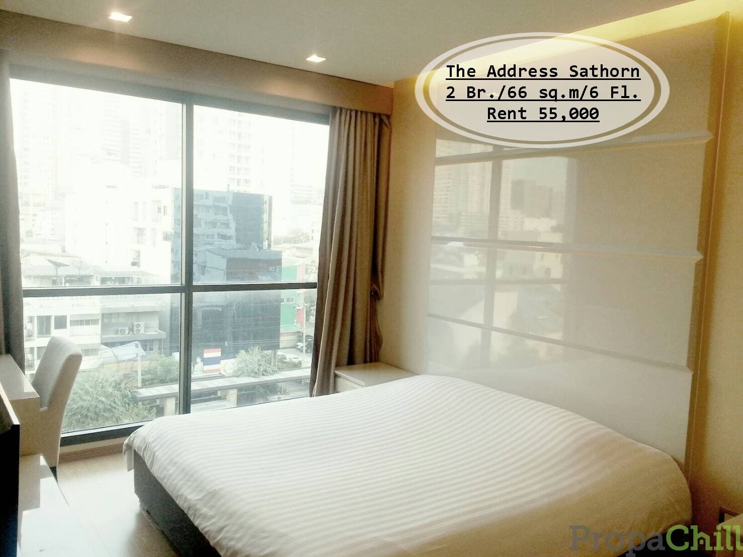 เช่า-The Address Sathorn /66 ตรม./ชั้น 6/2นอน/วิวสระน้ำ ใกล้ BTS ช่องนนทรี เช่า 55,000 บ.