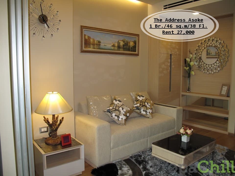 เช่า-The Address Asoke /1 นอน/ ชั้น 38/ 46 ตร.ม/ ตกแต่งสวย วิวโล่ง เช่า 27,000