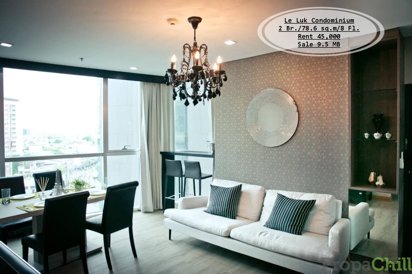 เช่า&ขาย- Le Luk Condominium / 2นอน/ 78.6 ตรม. /ชั้น 8 /ใกล้ BTS พระโขนง/ เช่า 45,000 /ขาย 9.5 ล้าน