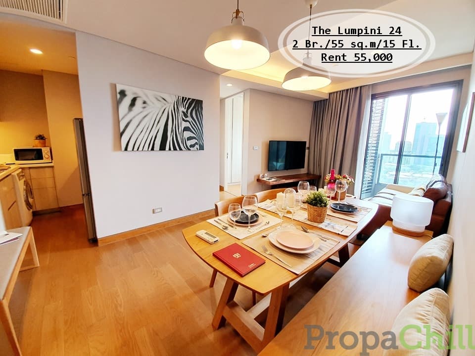 เช่า- The Lumpini 24 / 2นอน /55 ตรม./ชั้น 15 ใกล้ BTS พร้อมพงษ์ เช่า 55,000