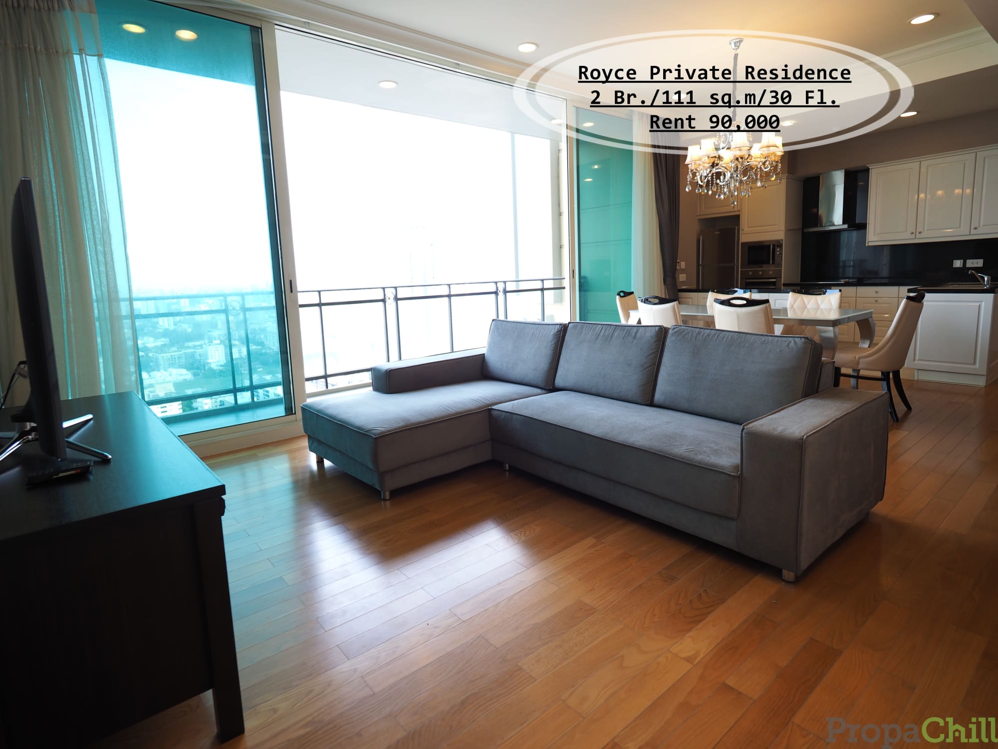 เช่า-Royce Private Residence / 2นอน/111 ตร.ม /ชั้น 30 วิวเมือง ใกล้ BTS พร้อมพงษ์ เช่า 90,000 บ.