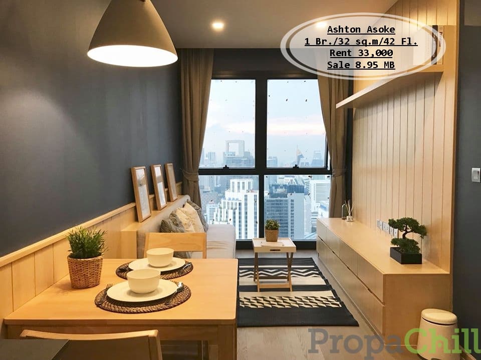 เช่า&ขาย- Ashton Asoke / 1 นอน/32 ตรม./ชั้น 42 /ตกแต่งสวยพร้อมอยู่ เช่า 33,000 บ./ขาย 8.95 ล้าน