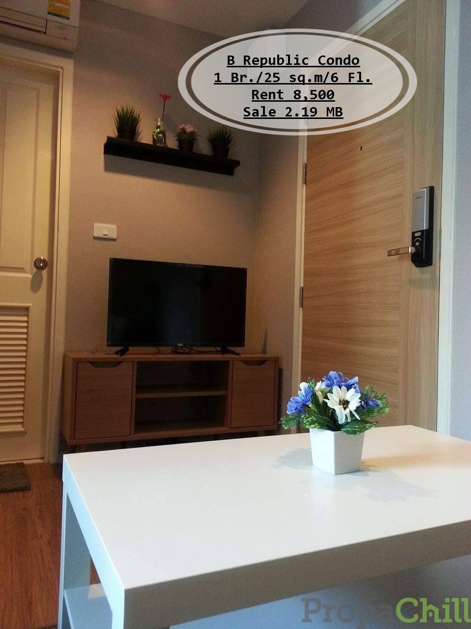 เช่า&ขาย- B Republic Condo / 1 นอน / 25 ตรม. /ชั้น 6/ใกล้ BTS ปุณวิถี เช่า 8,500 /ขาย 2.19 ล้าน