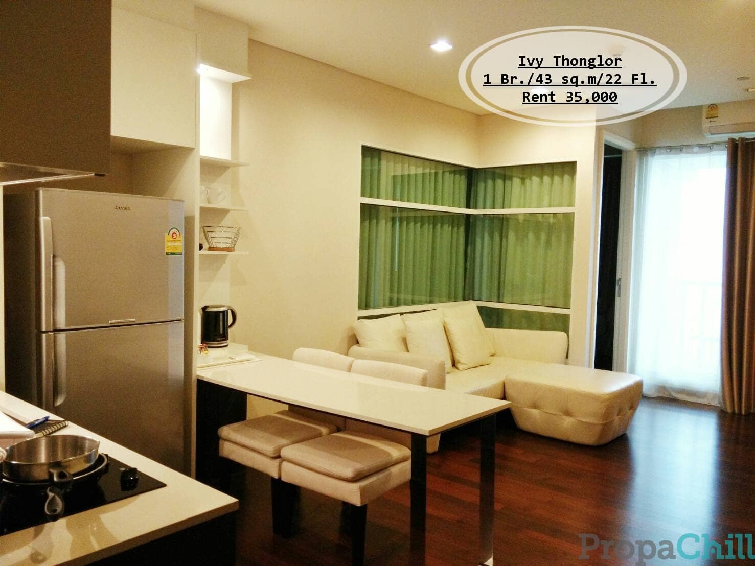เช่า- Ivy Thonglor /1 นอน/ 43 ตร.ม ชั้น22 /ใกล้ BTS ทองหล่อ เช่า 35,000