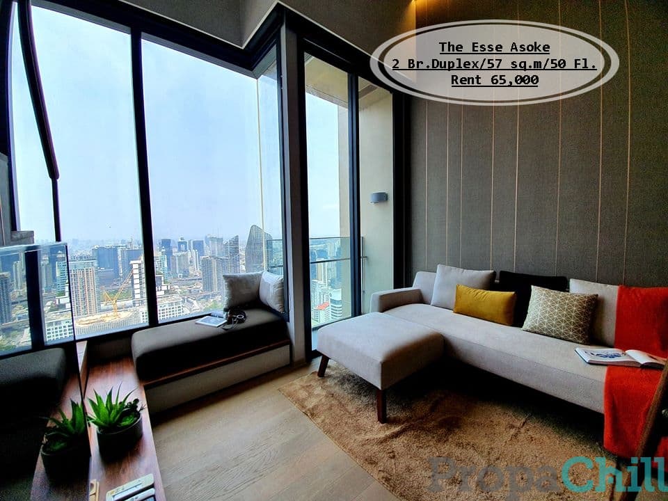 เช่า - The Esse Asoke /57 ตร.ม/2 นอน/ชั้น 50 ใกล้ BTS อโศก เช่า 65,000