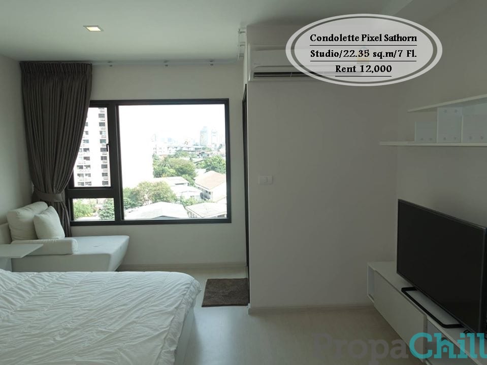 เช่า-Condolette Pixel Sathorn /Studio/22.35 ตรม./ชั้น 7 ใกล้ MRT ลุมพินี /เช่า 12,000 บ.