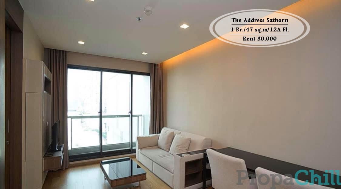 เช่า-The Address Sathorn /47 ตรม./ชั้น 12A/ 1 นอน/วิวเมือง ใกล้ BTS ช่องนนทรี เช่า 30,000