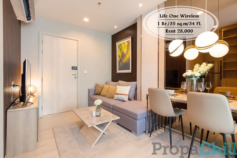 เช่า- Life One Wireless /1 นอน /35 ตร.ม /ชั้น 34 ใกล้ BTS เพลินจิต เช่า 28,000