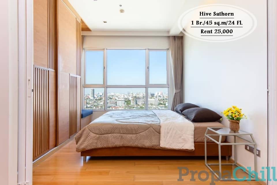 เช่า- Hive Sathorn / 1 นอน/ 45 ตรม. /ชั้น 24 /ติด BTS กรุงธนบุรี/ เช่า 25,000 บ.