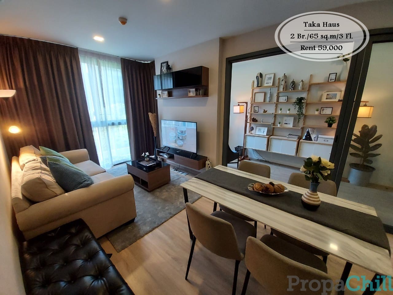 เช่า- Taka Haus /2 นอน /65 ตร.ม /ชั้น 3 ใกล้ BTS ทองหล่อ เช่า 59,000