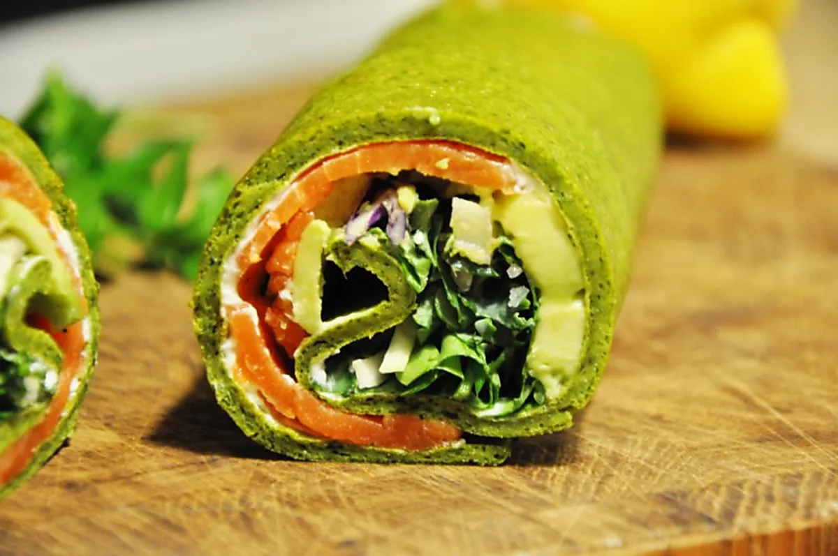 Spinatwrap med laks, avocado og cream cheese (Low carb) Spinatwrap med laks, avocado og cream cheese (Low carb)
