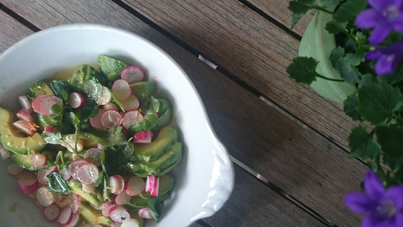 Sommersalat med babyspinat, radiser, avokado og brøndkarse opskrift - Lækker hjemmelavet ret