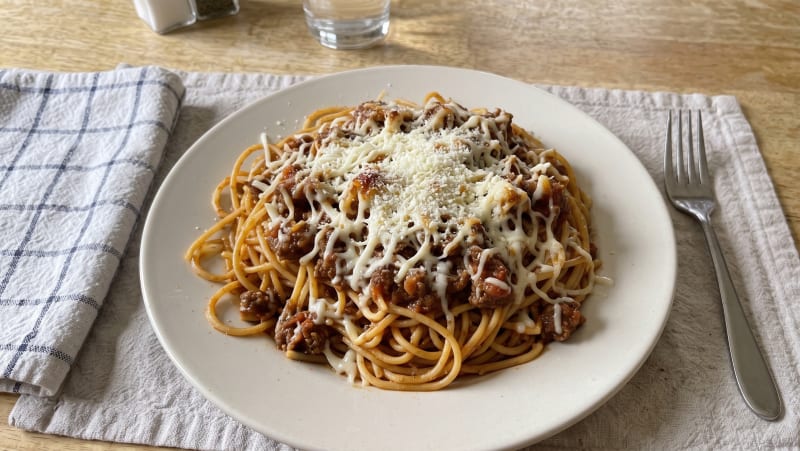 God gammeldags pasta med kødsovs God gammeldags pasta med kødsovs