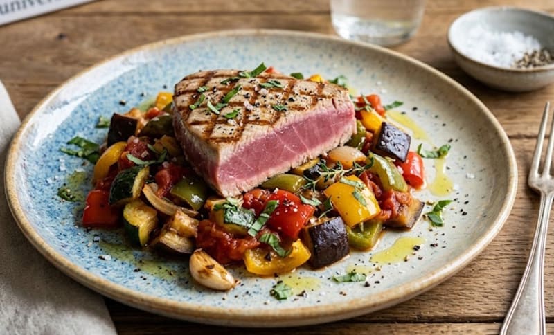 Tunbøf med ratatouille Tunbøf med ratatouille