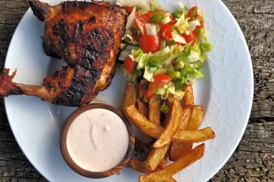 Grillkylling med triple cooked pomfritter