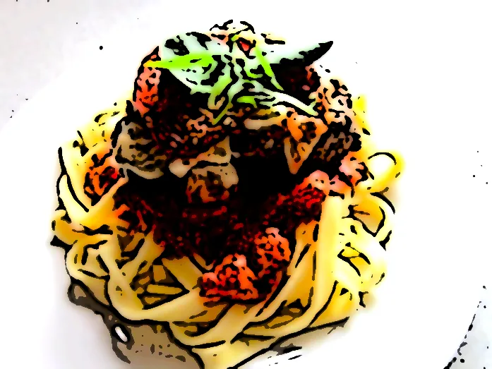 Kæmpe hvidløgsbøf m. frisk pasta